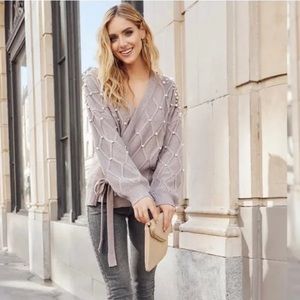 VICI COLLECTION 
Embellished Wrap Sweater - Ash Grey